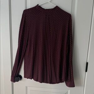 LOFT Burgundy Geometric Women's Blouse